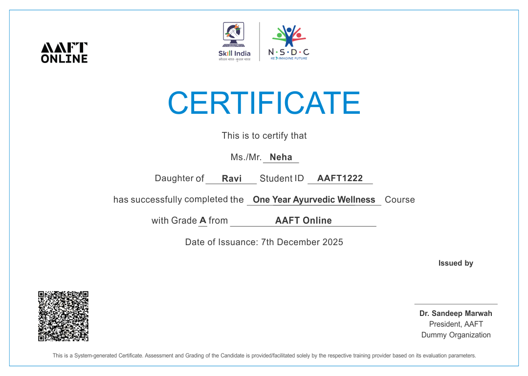 AAFT Online dual certification sample